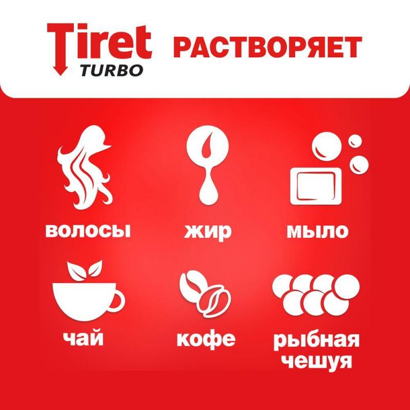 Средство для прочистки труб TIRET TURBO гель, 1л