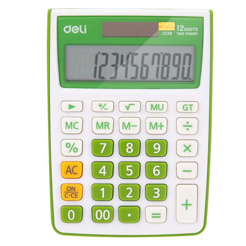 Калькулятор настольный КОМП. Deli E1238, 12-р, дв.пит., 145х105мм, серый