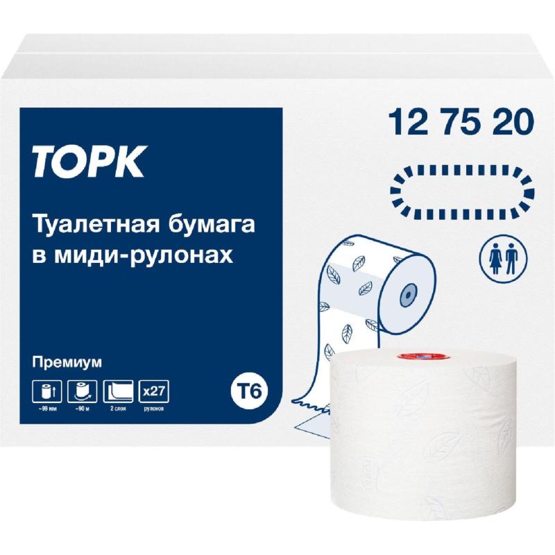 Бумага туалетная Торк/Tellus Премиум T6 2сл бел 90м 27рул/уп_127521/127520