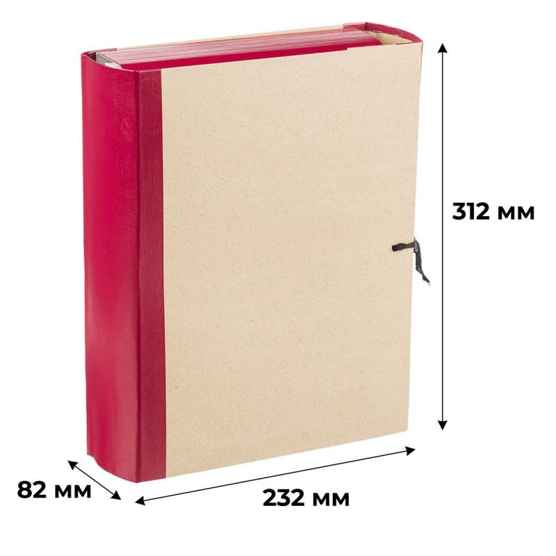Папка архивная 80мм крафт/бумвинил 4 завязки, бордовая