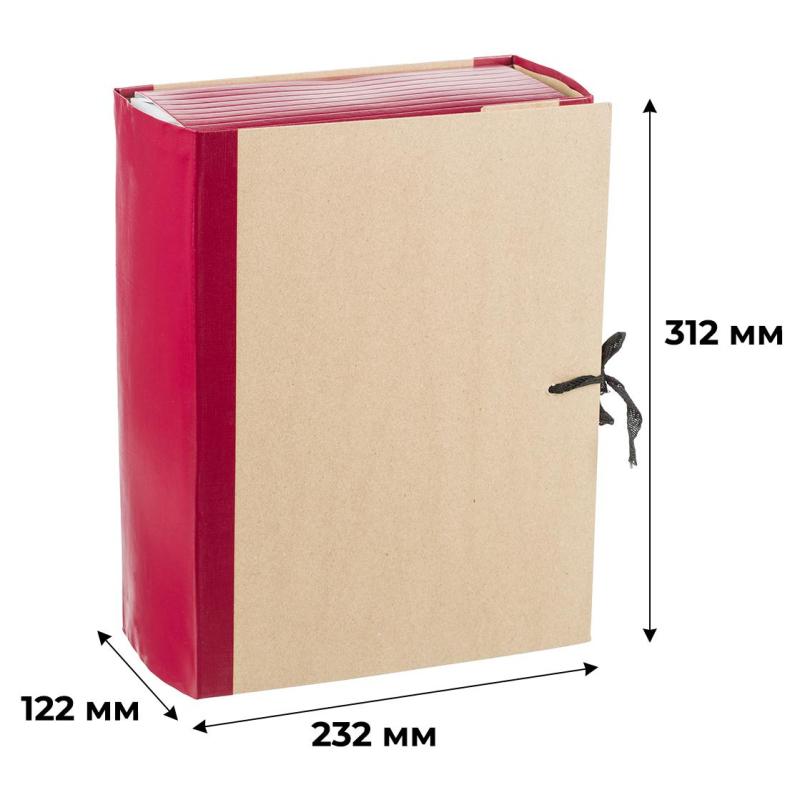 Папка архивная 120мм крафт/бумвинил 4 завязки, бордовая