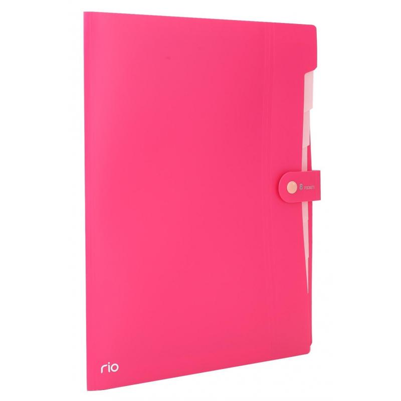 Папка органайзер Rio на кнопке  A4 8отделений РР 0,6мм в ассортим EB40102