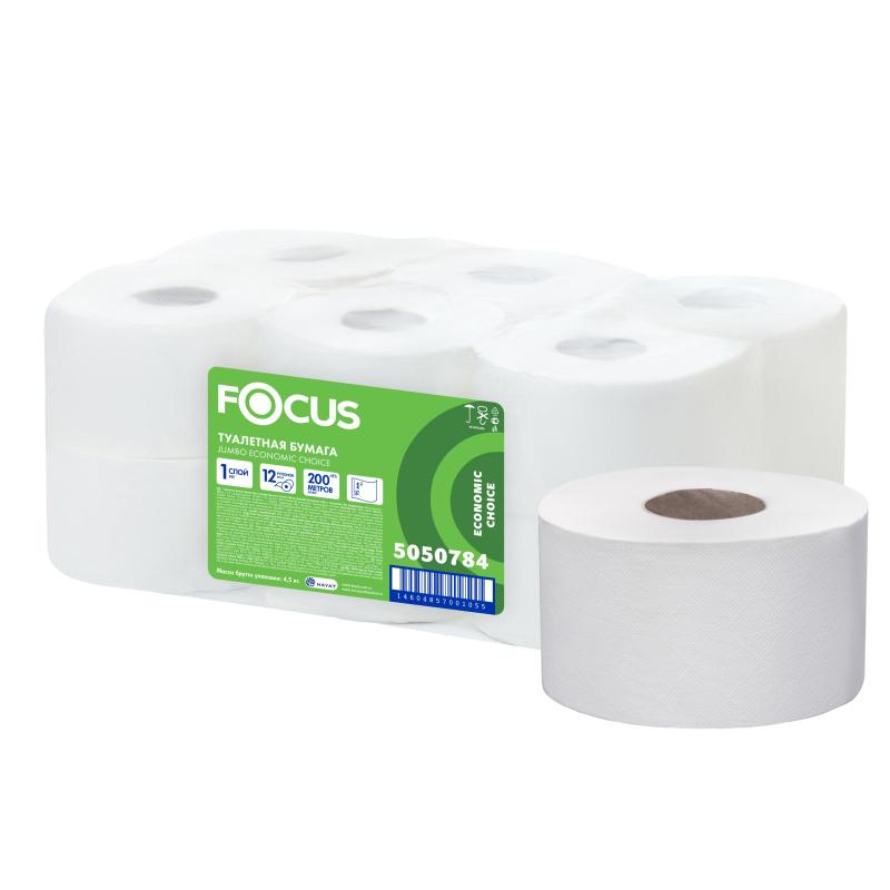 Бумага туалетная д/дисп Focus Eco Jumbo 1сл 200м 12рул/уп_5050784/50202454