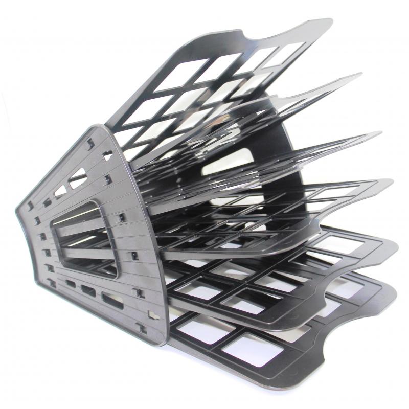 Лоток вертикальный Attache Веер сборный на 5 отделений черный юк