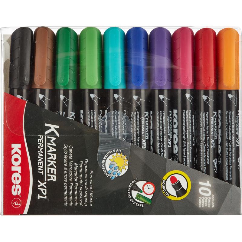Маркер перманентный KORES набор 10 цв. 1,5-3 мм круглый наконечник '20900