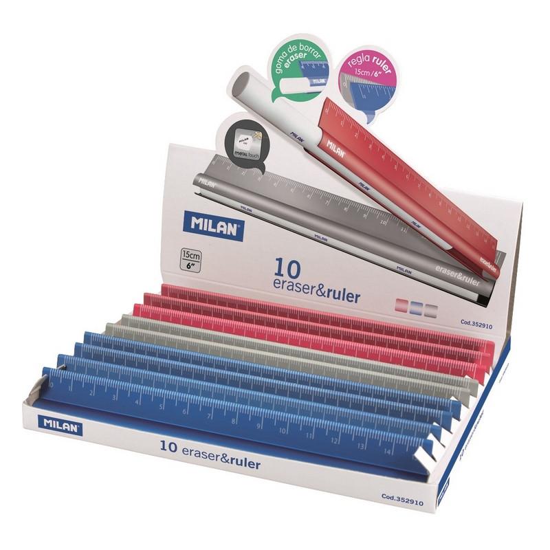 Линейка Milan, с ластиком, цвет в ассортименте, 15 см
