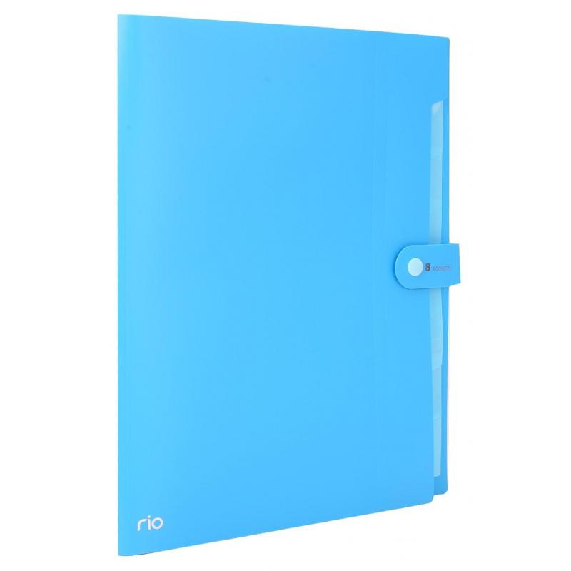 Папка органайзер Rio на кнопке  A4 8отделений РР 0,6мм в ассортим EB40102