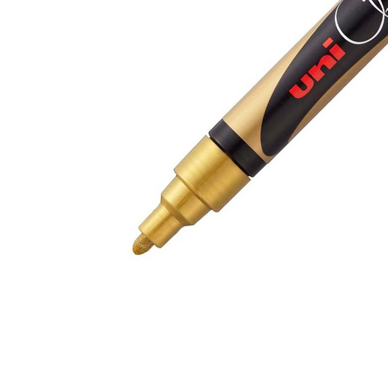Маркер меловой UNI PWE-5M, золото, 1.8-2.5 мм.