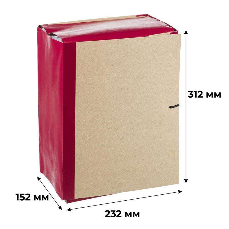 Папка архивная 150мм крафт/бумвинил 4 завязки, бордовая