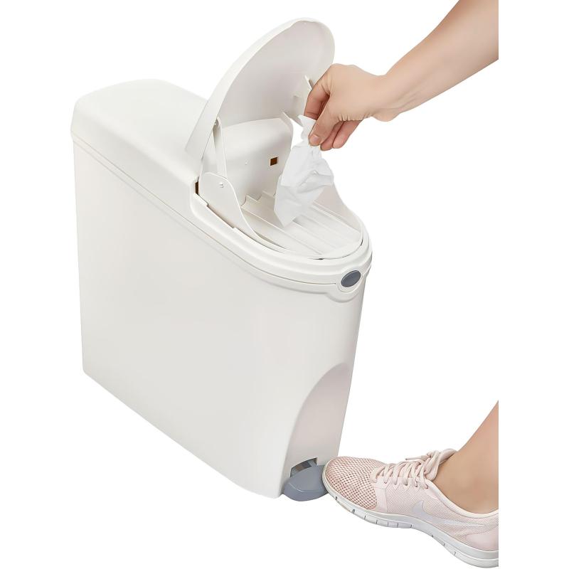 Ведро мусорное с педалью Luscan Slim 20 л, белое, пластик