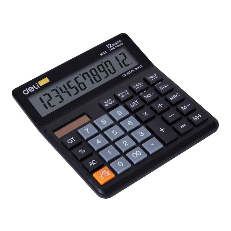 Калькулятор настольный КОМП. Deli EM01120, 12-р, дв.пит., 139x131мм, черный
