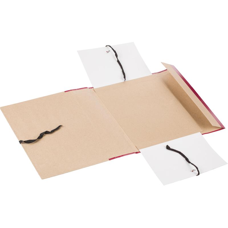 Папка архивная 100мм крафт/бумвинил 4 завязки, бордовая