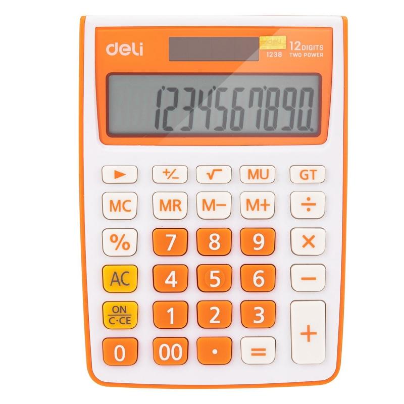 Калькулятор настольный КОМП. Deli E1238, 12-р, дв.пит., 145х105мм, серый