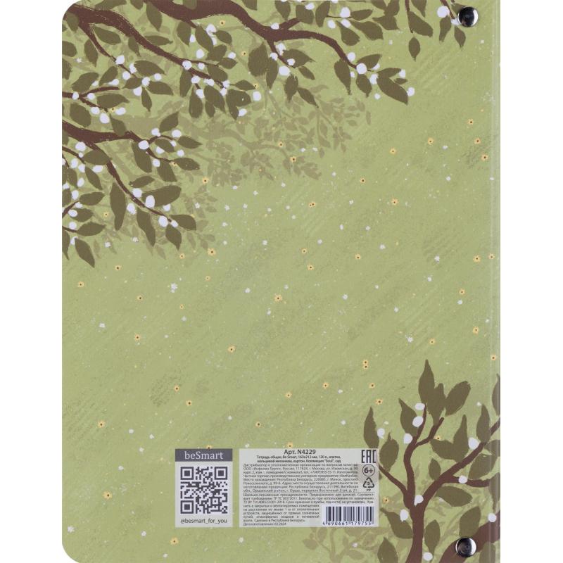 Тетрадь общая, BS, А5, 120л., клетка, кольца, Soul, сад N4229