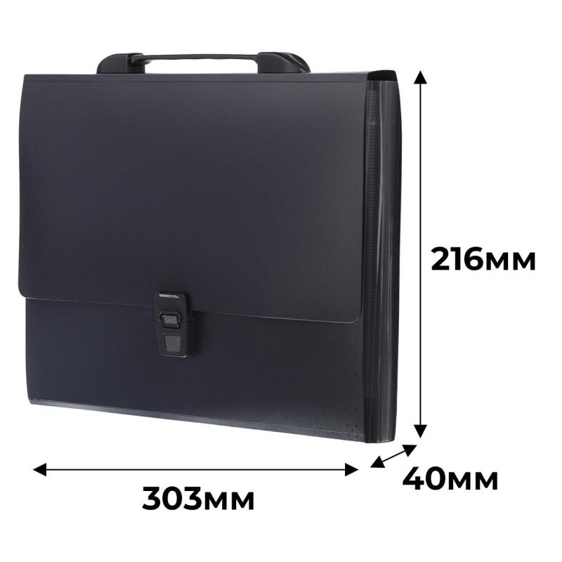 Портфель-картотека Комус 12 отд. А4, черный