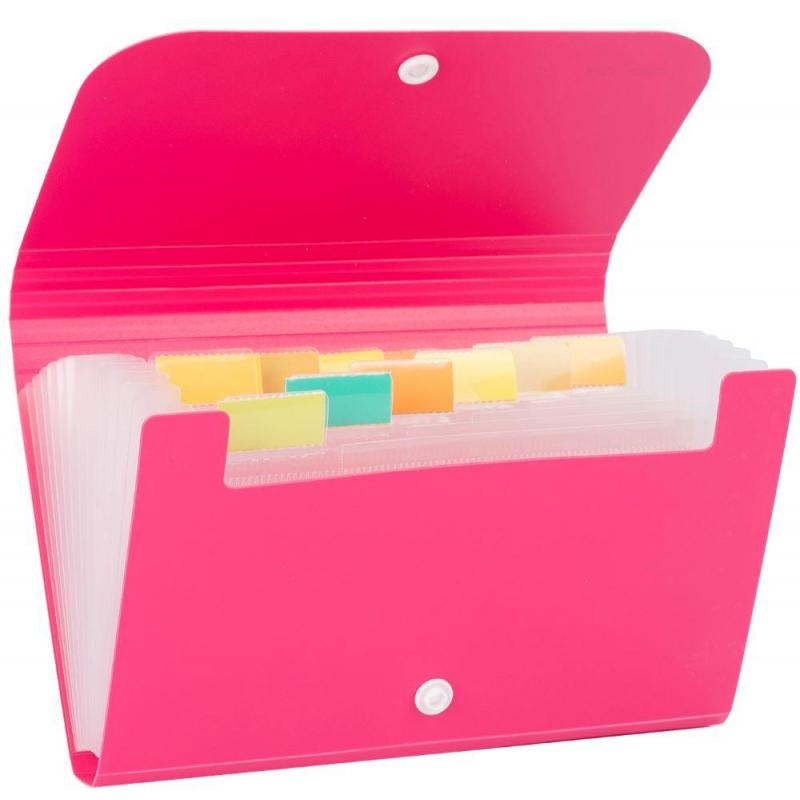 Папка органайзер Vivid на кнопке горизонтА6 12отдел РР 0,6мм  ассортимE5561