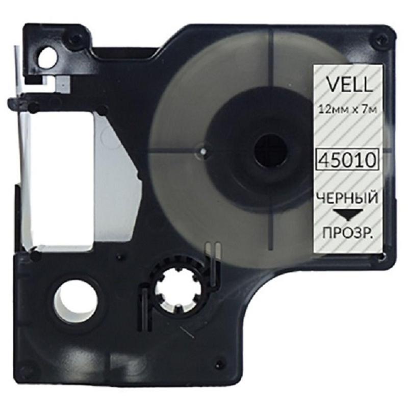Картридж Vell VL-D-S0720500/45010 (12 мм, чер на прозрач) для LM(vell45010)