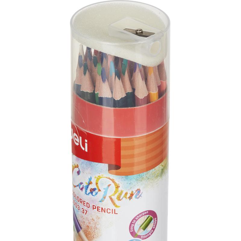 Карандаши цветные Deli EC00337 ColoRun 3-гран. 36цв/наб. точилка карт.тубус