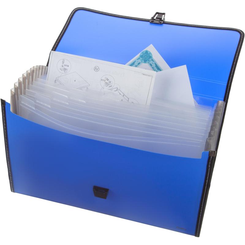 Папка-портфель Deli, А4+, 13 отдел, цвет в асс EB40602