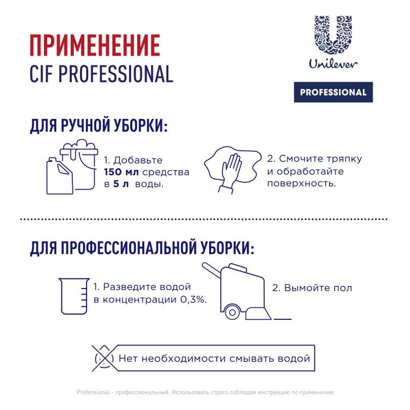Средство для мытья пола Cif Professional 2в1 моющее, дезинфицирующее, 5л