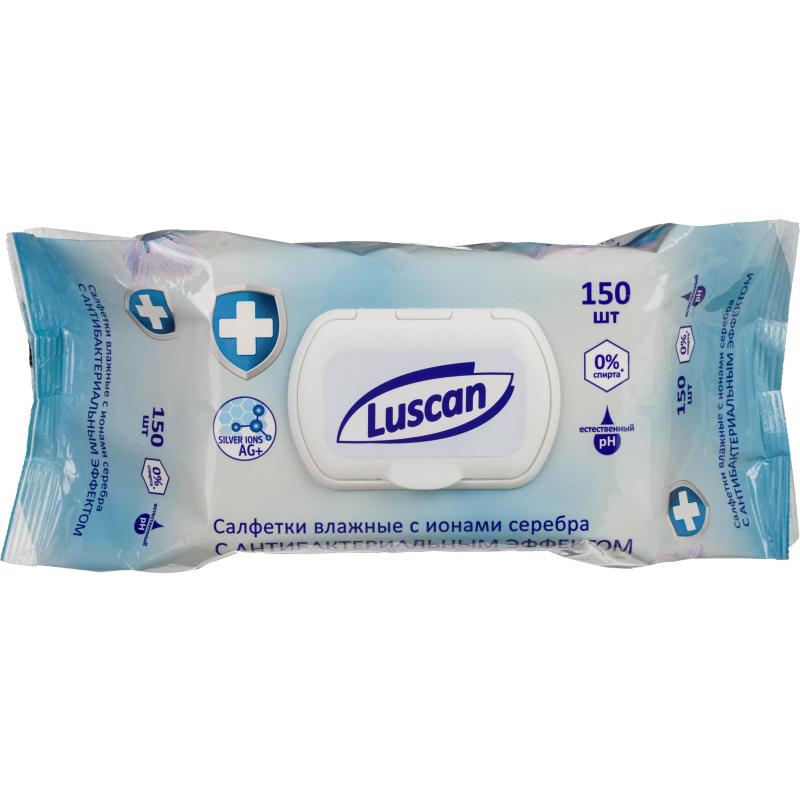 Салфетки влажные Luscan антибактериальные с крышкой 150шт/уп