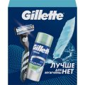 Подарочный набор GILLETTE MACH3 Бритв 1 СмКасс+Гель Д/Бр д/чувКож Алоэ 75мл
