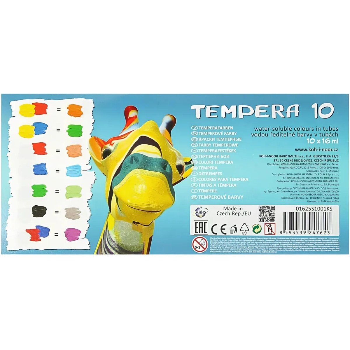 Краски темперные KOH-I-NOOR в тюб. 16мл 10цв/наб картон упак. 01625S1001KS