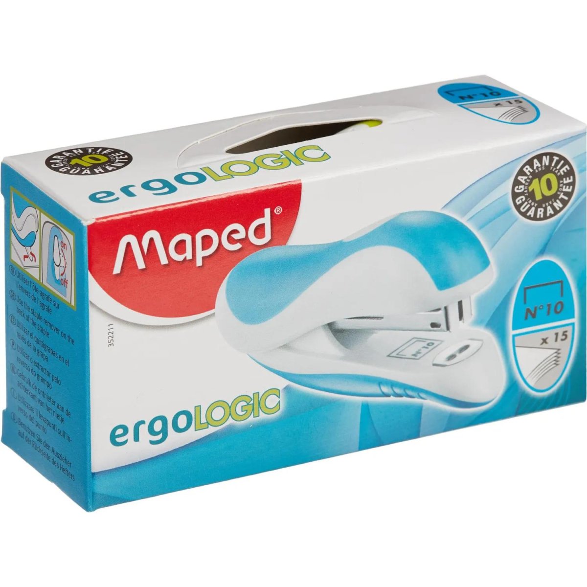 Степлер Maped ERGOLOGIC до 15 листов,№10,антистеплер,ассорти,352211
