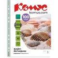 Файл-вкладыш А4 35 мкм Комус зеленый, 100шт