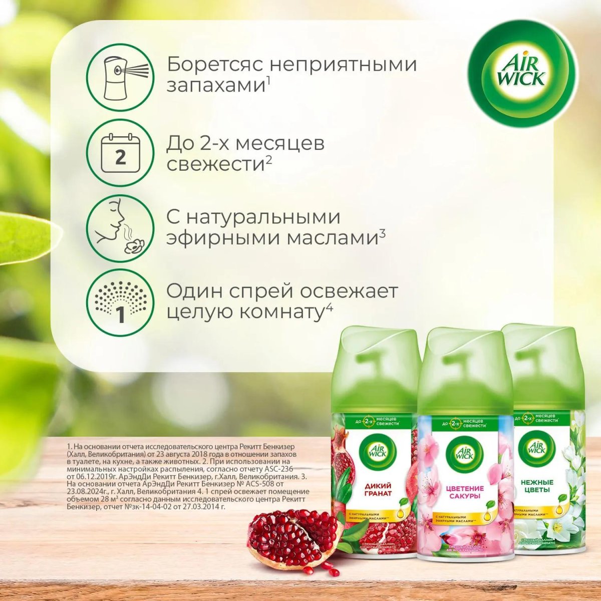 Баллон сменный для автоосвежителя Air Wick Freshmatic Нежные цветы 250мл