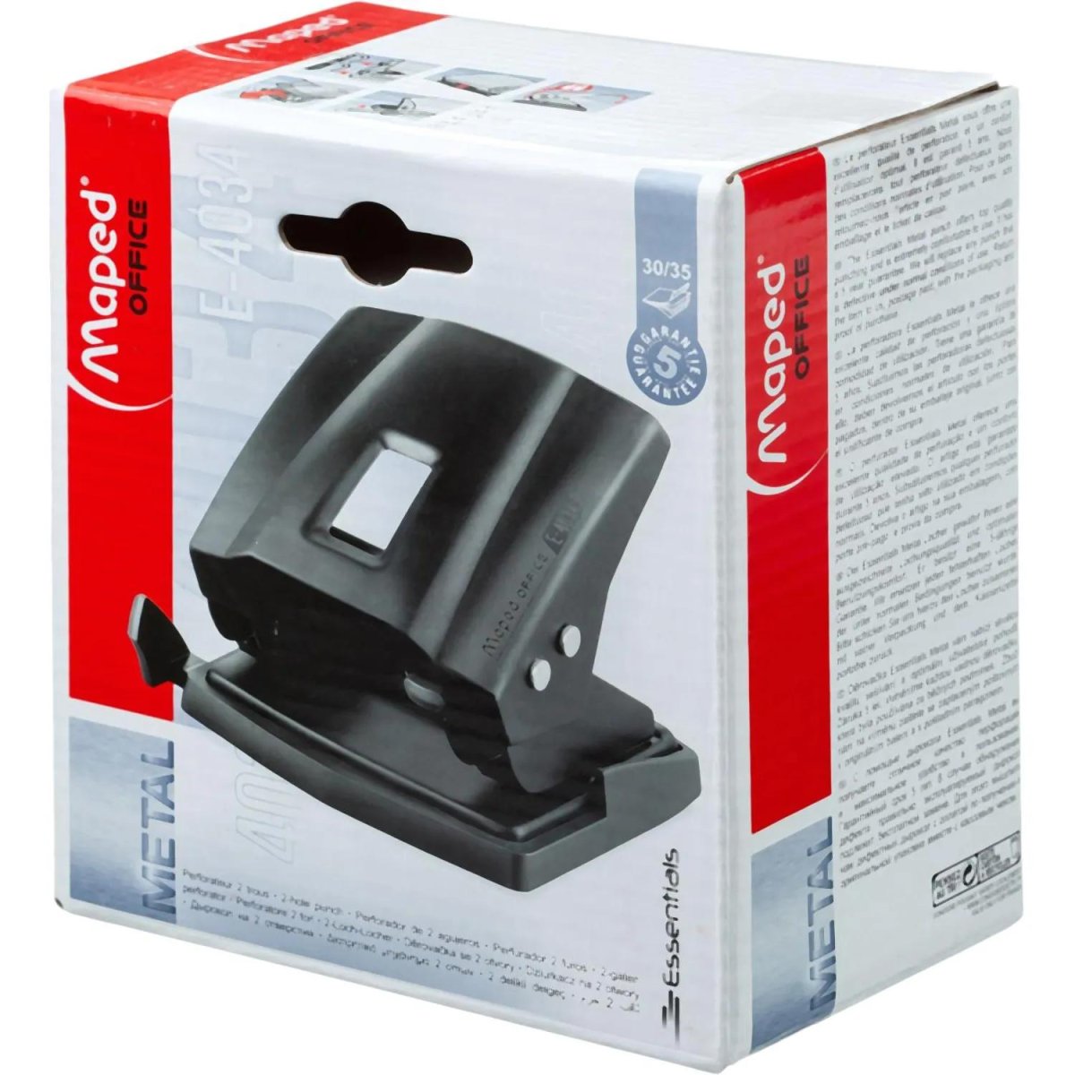 Дырокол Maped ESSENTIALS METAL до 30-35 листов,металл,черный,403411