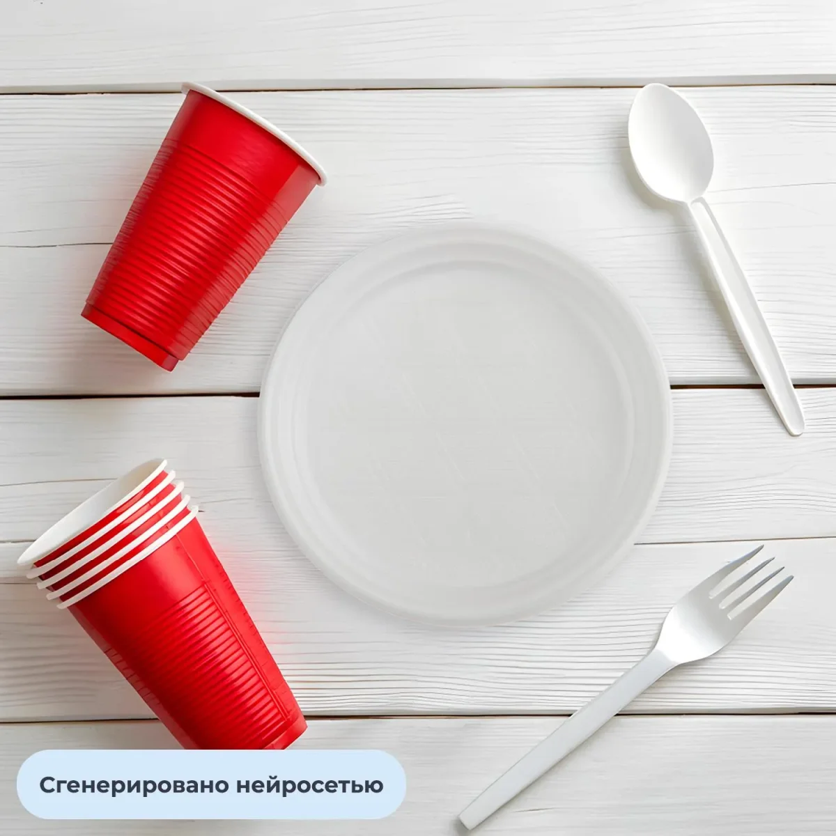 Тарелка одноразовая  (КОМУС)/Выбор Есть d 210мм, белая, ПП, 50шт/уп