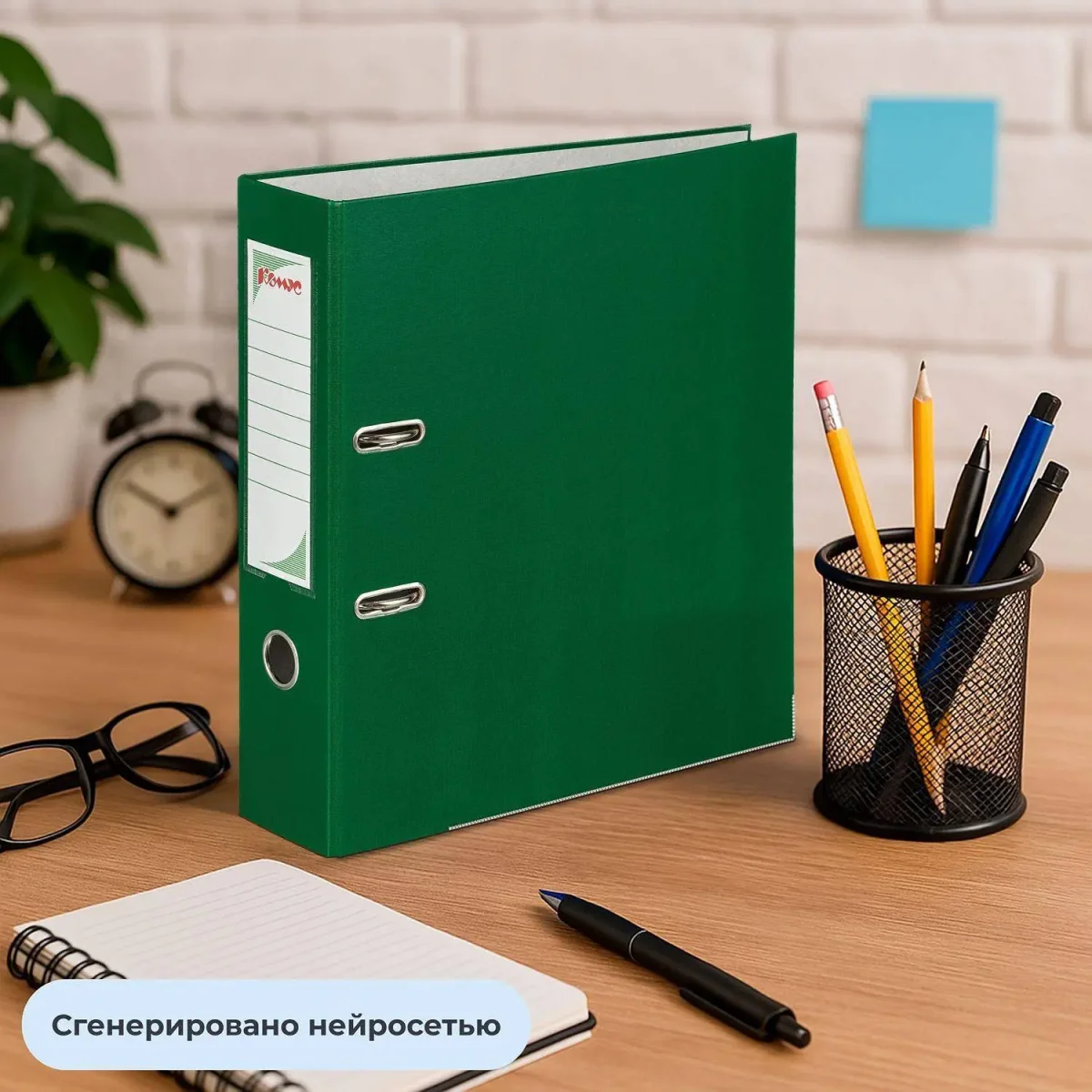 Папка-регистратор с арочн.мех.Комус Экономи 80мм,зелая,ПБП1,карм.кор,мет.уг