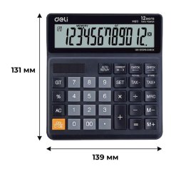 Калькулятор настольный КОМП. Deli EM01120, 12-р, дв.пит., 139x131мм, черный