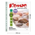Файл-вкладыш А4 35 мкм Комус зеленый, 100шт