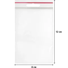 Пакет с замком (Zip Lock) с европодвесом 8 х 12 см, 60 мкм, 100 шт/уп