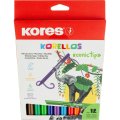 Фломастеры KORELLOS Kores 12цв., европодвес, в комплекте со стикерами,29043