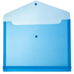 Папка-конверт на кнопке горизонт с расшир Attache, А4, синий 180мкм 5шт/уп