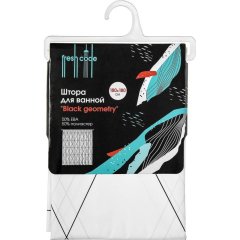 Штора для ванной с принтом Black geometry, 180х180см