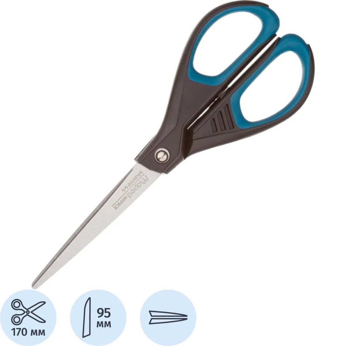 Ножницы Maped ESSENTIALS SOFT 170мм,прорез.симметричн ручки,черн/син,468210