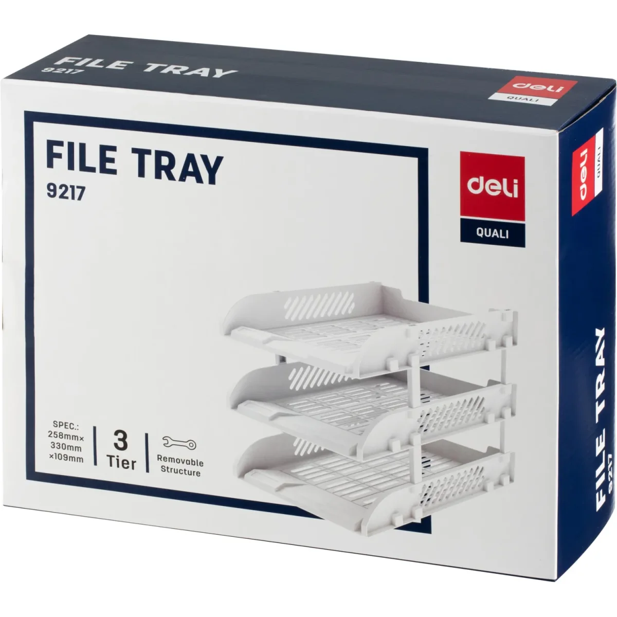 Лоток горизонтальный для бумаг Deli E9217Grey набор 3шт на металл.стерж сер