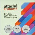 Бумага для заметок с клеевым краем  76х76 мм, 400 л, 5 цветов в асс