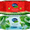 Салфетки влажные освежающие AURA TROPIC COCKTAIL в ассортименте 60шт