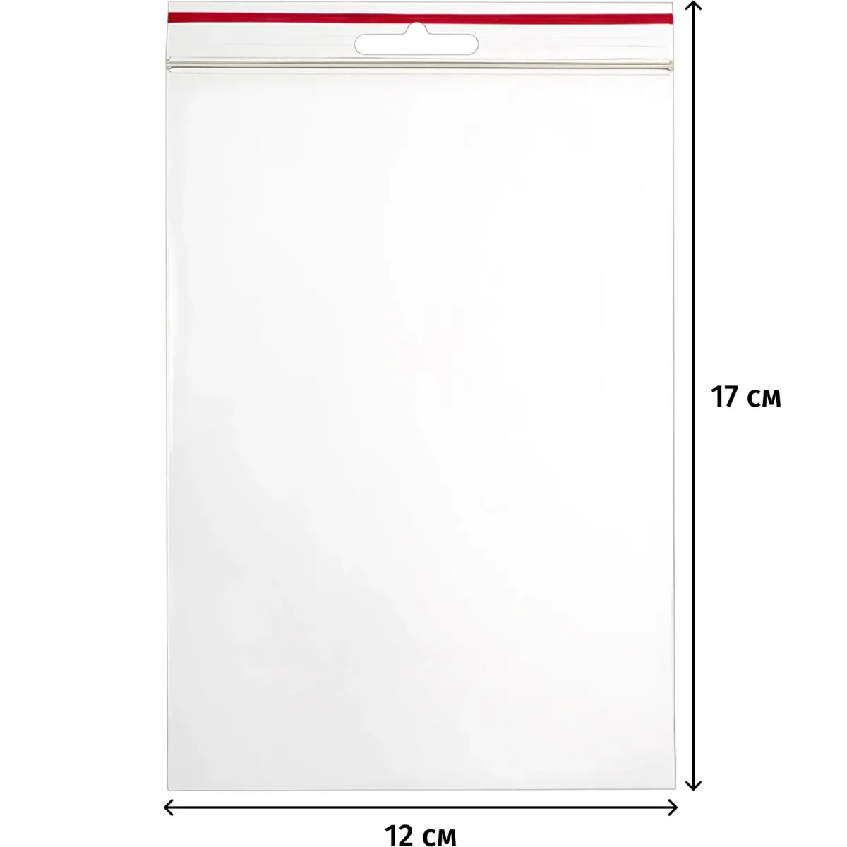 Пакет с замком (Zip Lock) с европодвесом 12 х 17 см, 60 мкм, 100 шт/уп