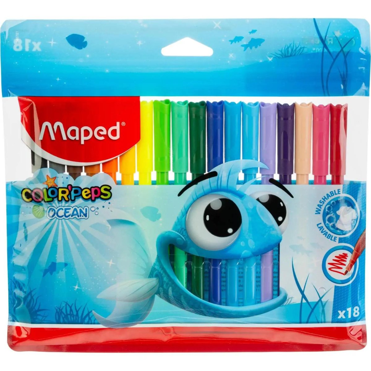 Фломастеры Maped COLOR'PEPS OCEAN,супер-смываемые,18цв/наб,845721