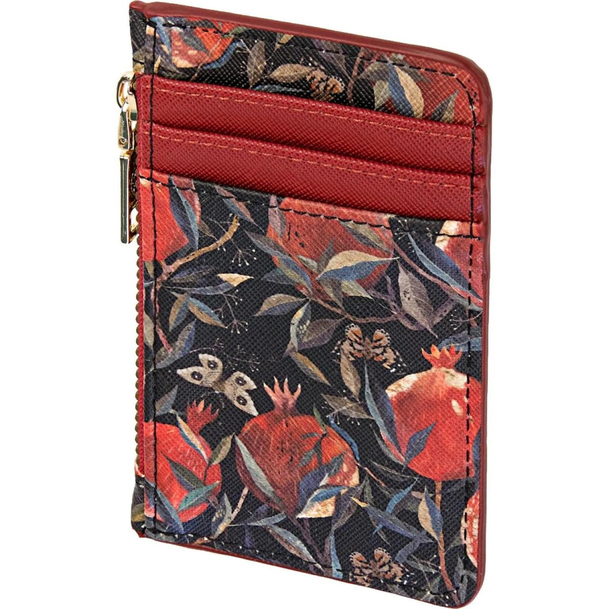 Картхолдер на молнии  flora.гранат, 11.5 x 0,7 x 7,5 см 14-096/03