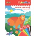 Картон цветной 50л 10цвет А4 немелов ColorPics,склейка, пакет