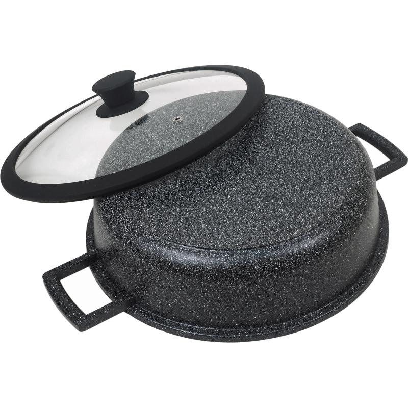 Жаровня 28см с крышкой Panairo Harfe Black