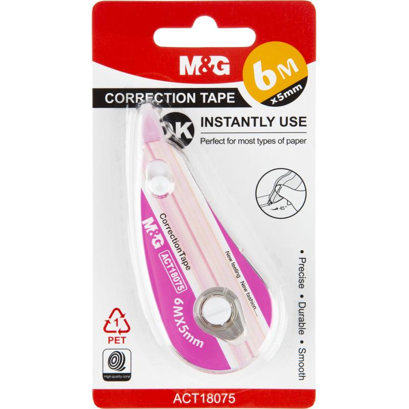 Корректирующая лента M&G, 5мм x 6м,  цвет в ассортименте, в блистере