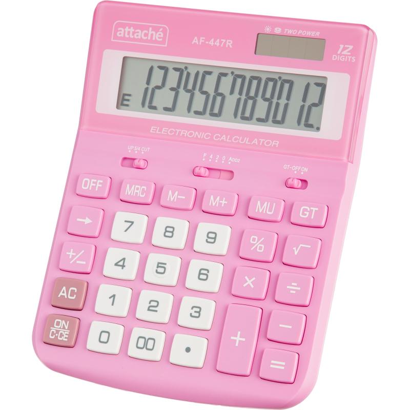 Калькулятор настольный ПОЛНОРАЗМ Attache AF-447R,12р,дв.пит,роз,198x153x42